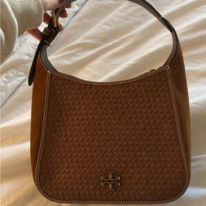 Tory Burch Tan and Brown Woven Shoulder Bag